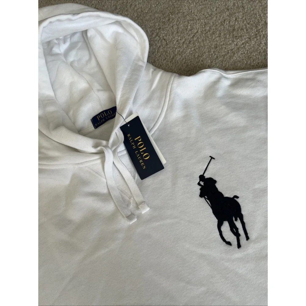 Polo Ralph Lauren Men Big Pony 3 Patch Hoodie White 2XLT